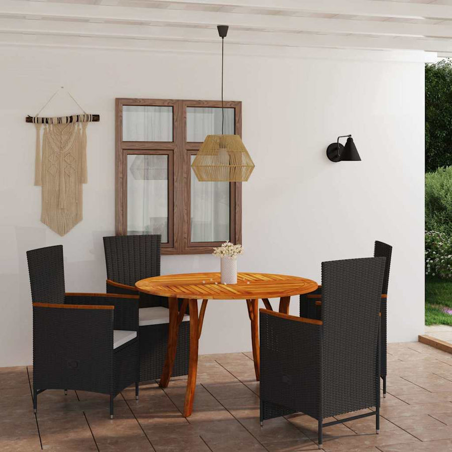 5 Piece Garden Dining Set Black