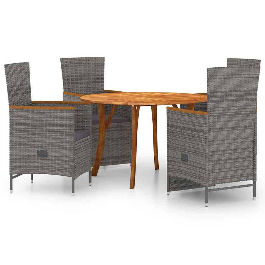5 Piece Garden Dining Set Grey