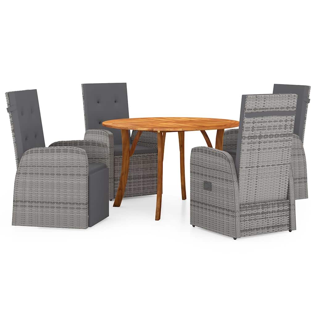 5 Piece Garden Dining Set Grey
