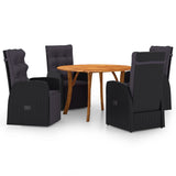 5 Piece Garden Dining Set Black - Front View