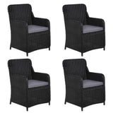 5 Piece Garden Dining Set Black