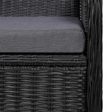 5 Piece Garden Dining Set Black - Close-Up Angle