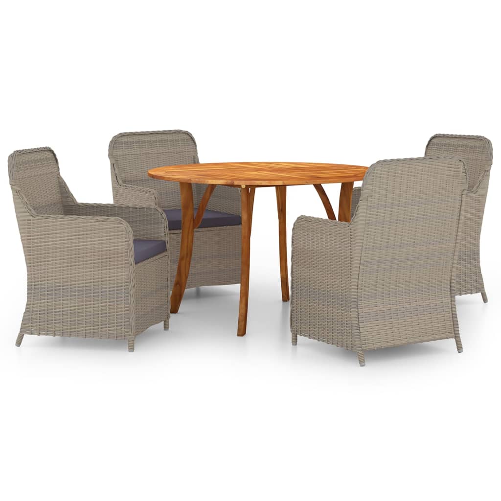 5 Piece Garden Dining Set Brown