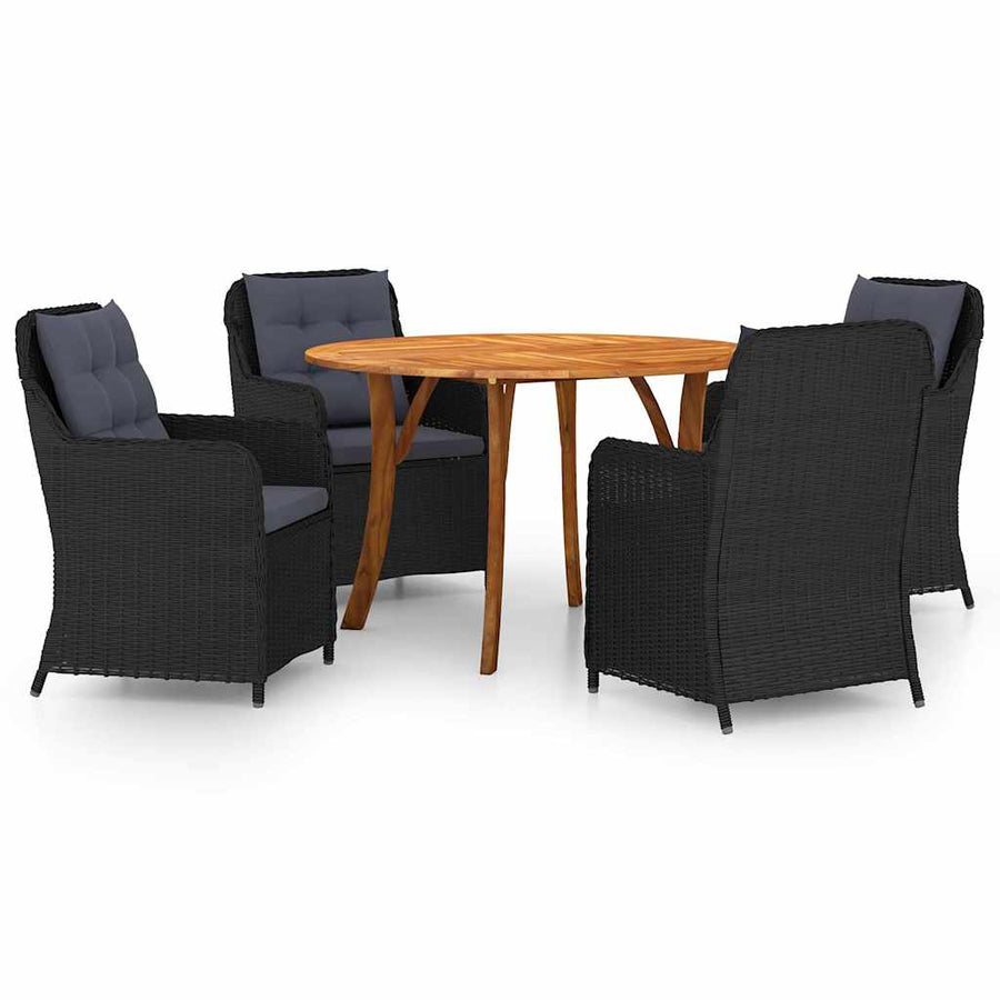 5 Piece Garden Dining Set Black