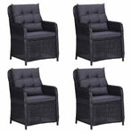 5 Piece Garden Dining Set Black