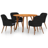 5 Piece Garden Dining Set Black - Front View