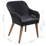 5 Piece Garden Dining Set Black - Extra Image