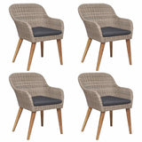 5 Piece Garden Dining Set Brown