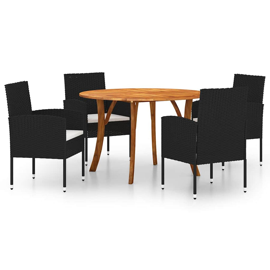 5 Piece Garden Dining Set Black