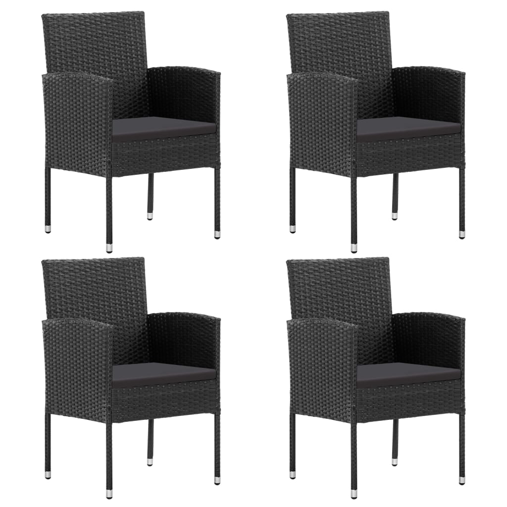 5 Piece Garden Dining Set Black