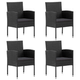 5 Piece Garden Dining Set Black - Side View
