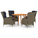 5 Piece Garden Dining Set Brown