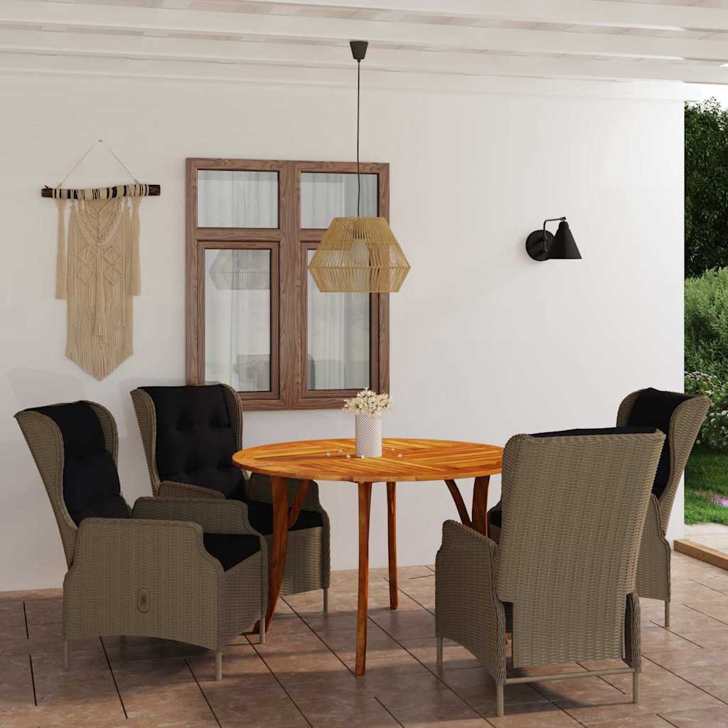 5 Piece Garden Dining Set Brown