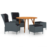 5 Piece Garden Dining Set Dark Grey - Front View
