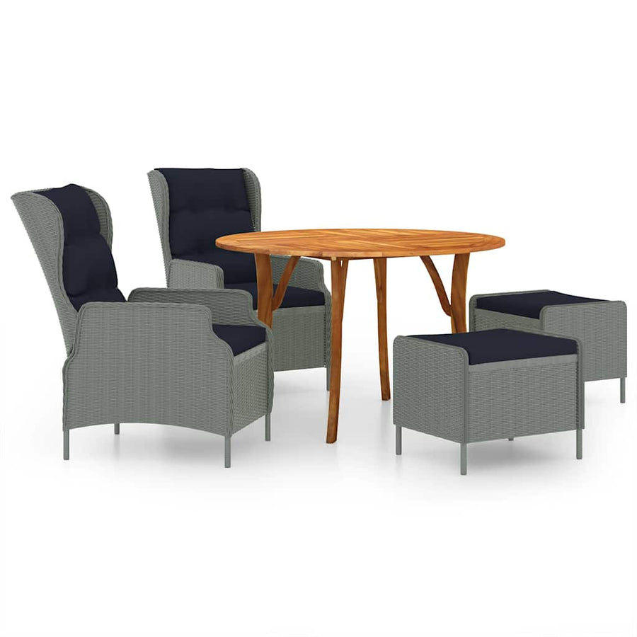 5 Piece Garden Dining Set Light Grey
