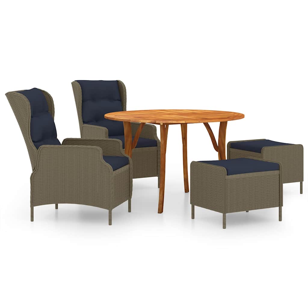 5 Piece Garden Dining Set Brown