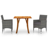 3 Piece Garden Dining Set Grey - Front View