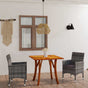 3 Piece Garden Dining Set Grey