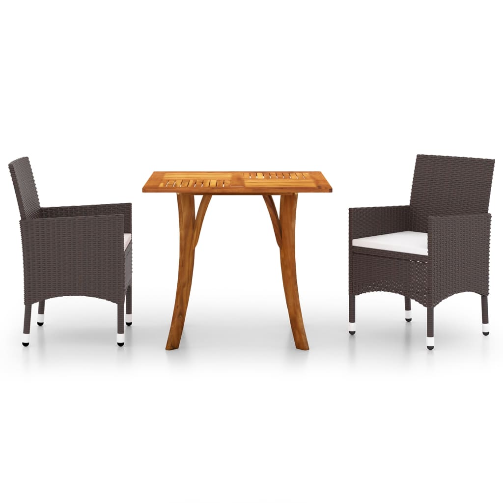 3 Piece Garden Dining Set Brown