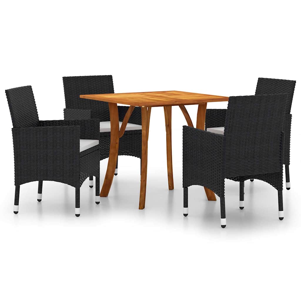 5 Piece Garden Dining Set Black