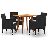 5 Piece Garden Dining Set Black
