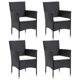 5 Piece Garden Dining Set Black - Side View