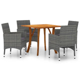 5 Piece Garden Dining Set Grey - Front View