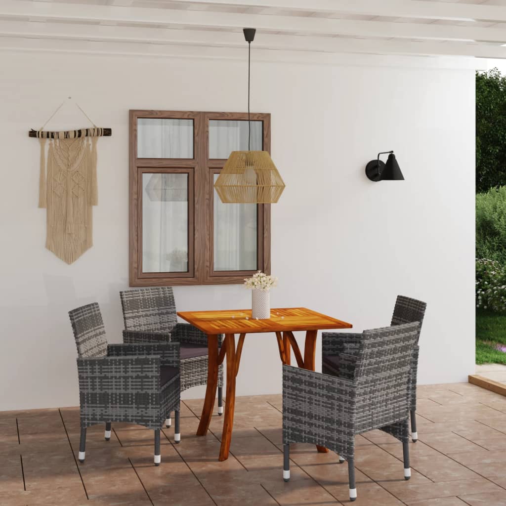5 Piece Garden Dining Set Grey