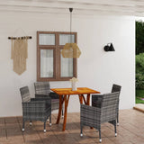 5 Piece Garden Dining Set Grey