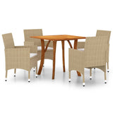 5 Piece Garden Dining Set Beige - Front View