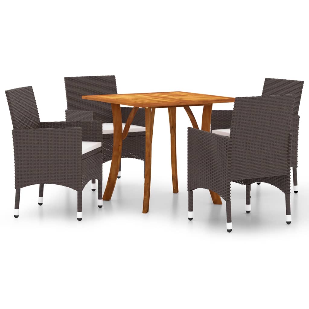 5 Piece Garden Dining Set Brown