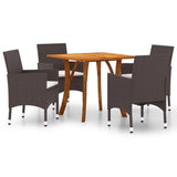 5 Piece Garden Dining Set Brown