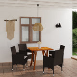 5 Piece Garden Dining Set Brown