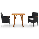 3 Piece Garden Dining Set Black