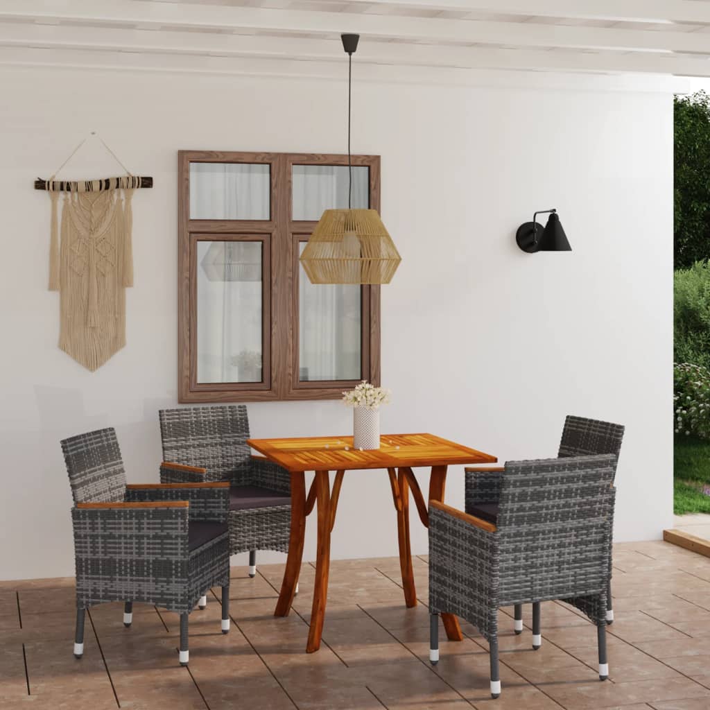 5 Piece Garden Dining Set Grey