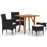 5 Piece Garden Dining Set Black