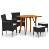 5 Piece Garden Dining Set Black