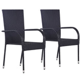 3 Piece Garden Dining Set Black - Side View