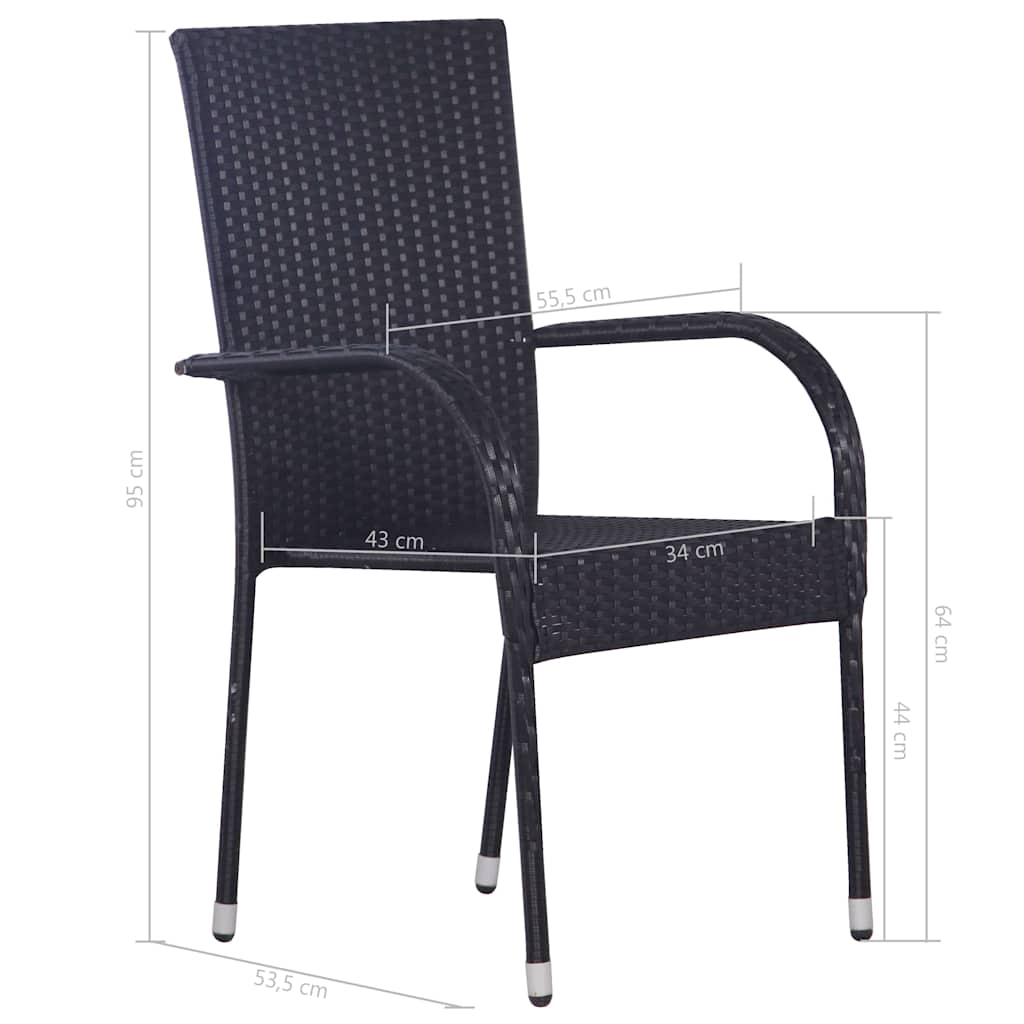 3 Piece Garden Dining Set Black