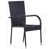 3 Piece Garden Dining Set Black