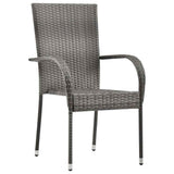3 Piece Garden Dining Set Grey - Top-Down View