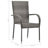 3 Piece Garden Dining Set Grey - Extra Image