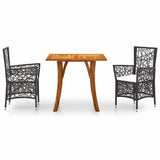 3 Piece Garden Dining Set Brown