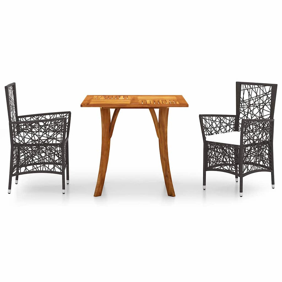 3 Piece Garden Dining Set Brown