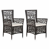3 Piece Garden Dining Set Brown - Side View