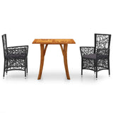 3 Piece Garden Dining Set Black