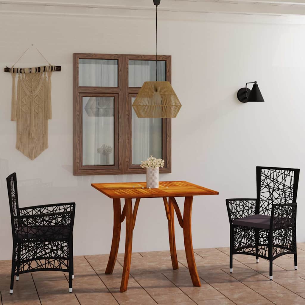 3 Piece Garden Dining Set Black
