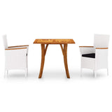 3 Piece Garden Dining Set White
