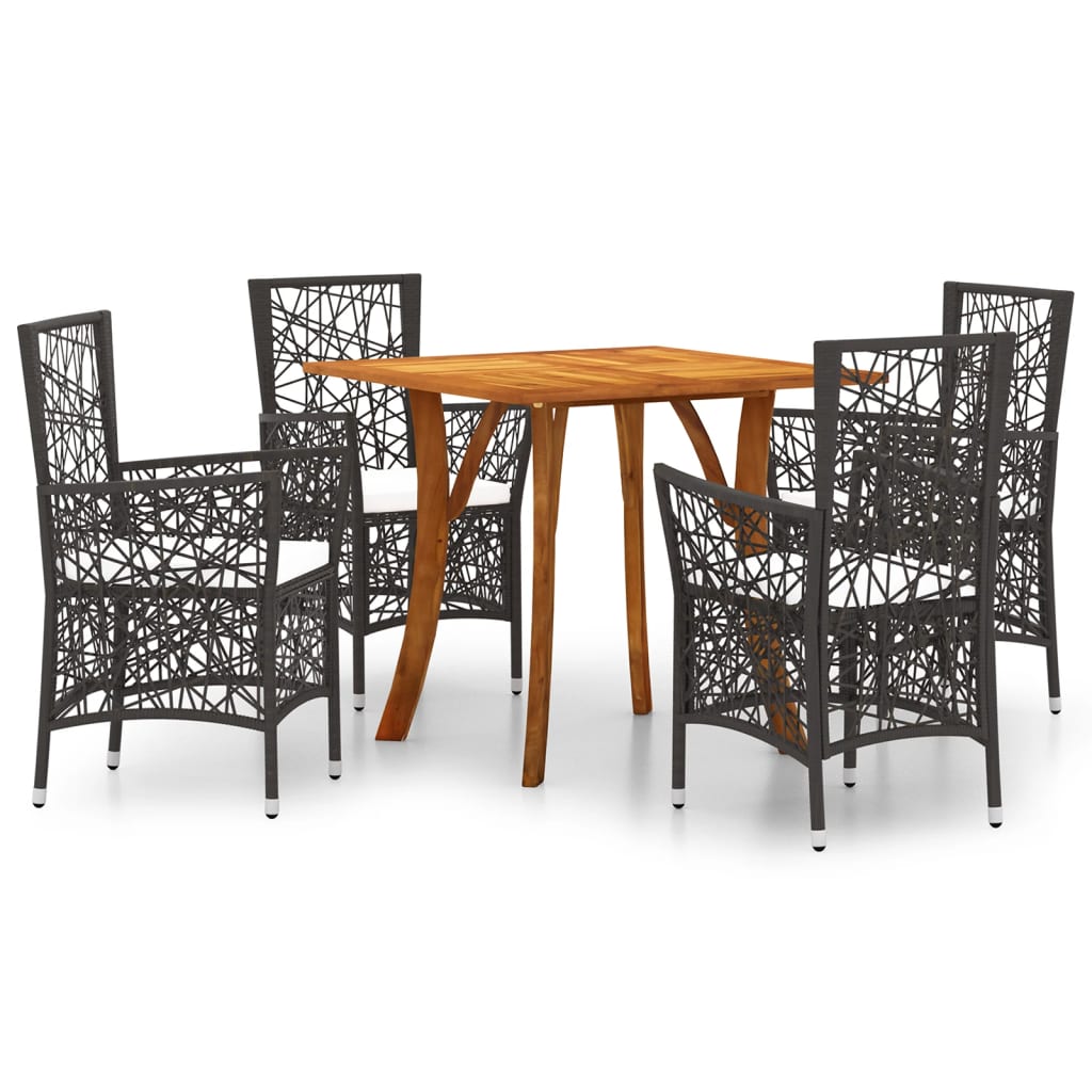 5 Piece Garden Dining Set Brown
