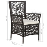 5 Piece Garden Dining Set Brown